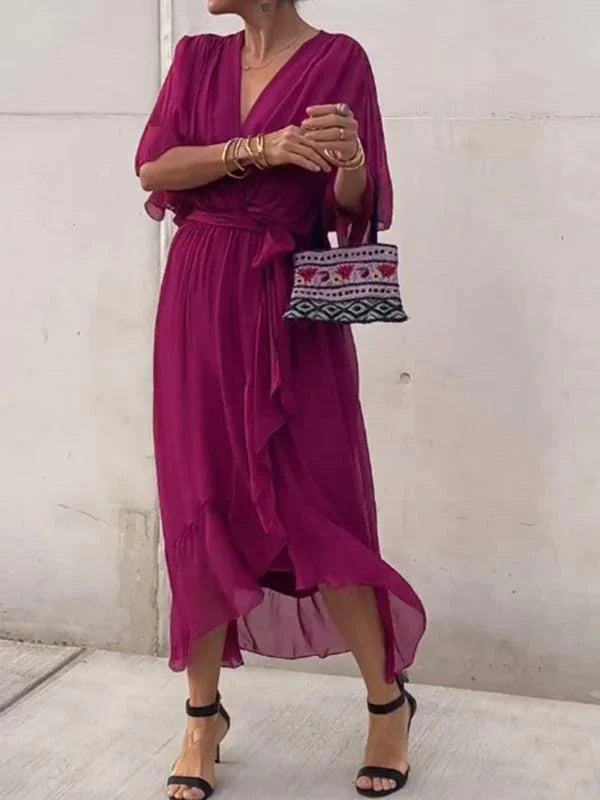 Madison V-Neck Chiffon Maxi Dress