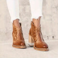 Rachel Ladies Ankle Boots – Genuine Leather with Western Stitching & Studded Trim