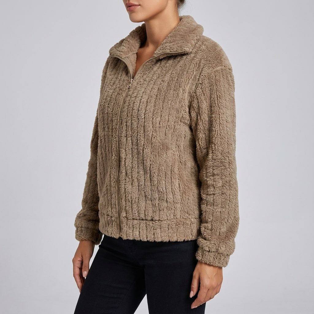 Harlyn Women’s Faux Fur Jacket – Elegant Plush Outerwear for Winter Layering