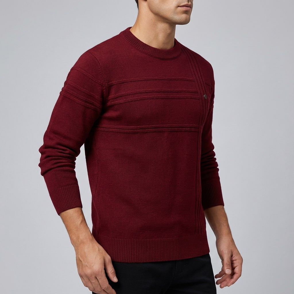Bradford Men’s Cotton Sweater – Midweight Crew Neck Jumper with Tailored Fit