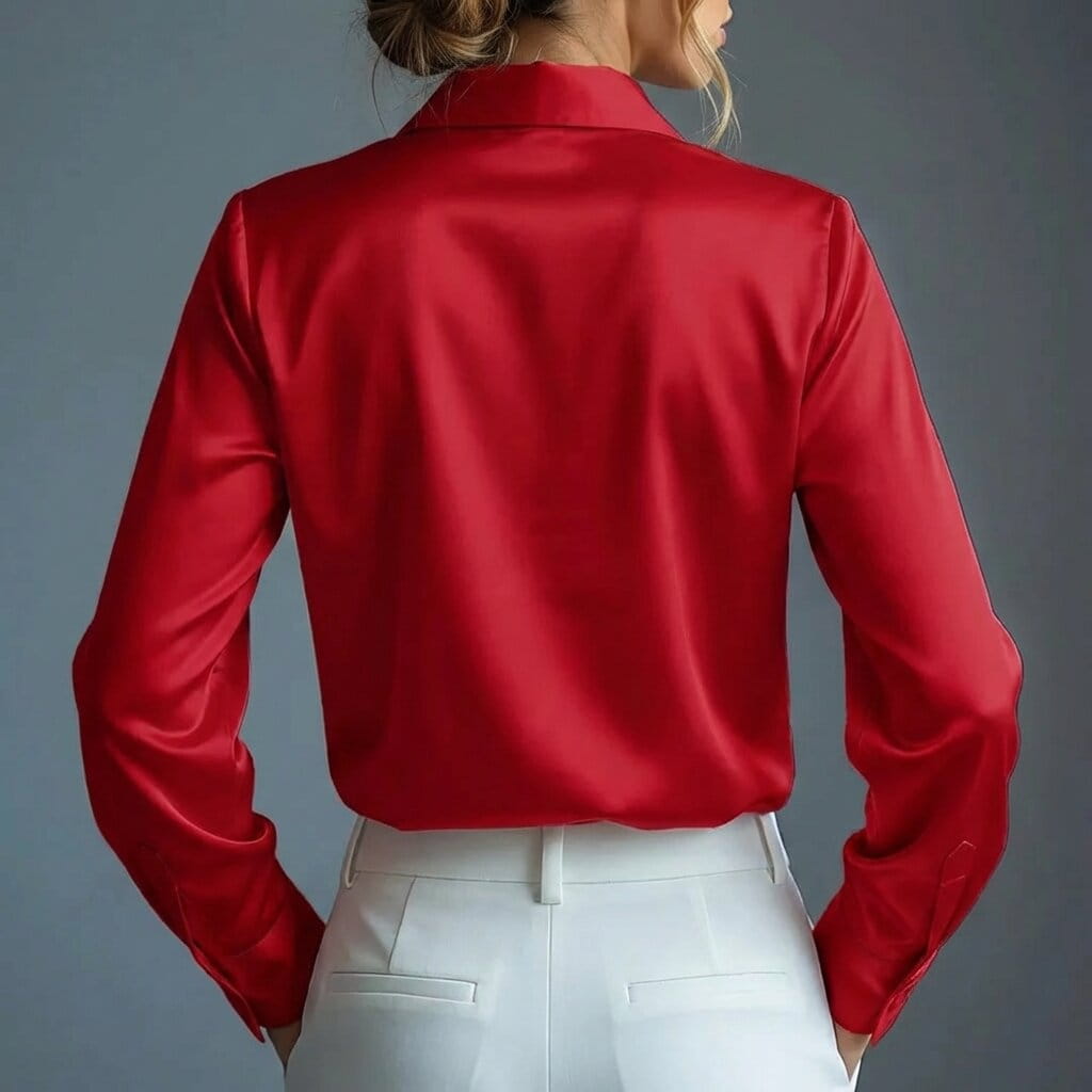 Malika Luxe Satin Silk Button Shirt – Soft Draped Workwear Shirt
