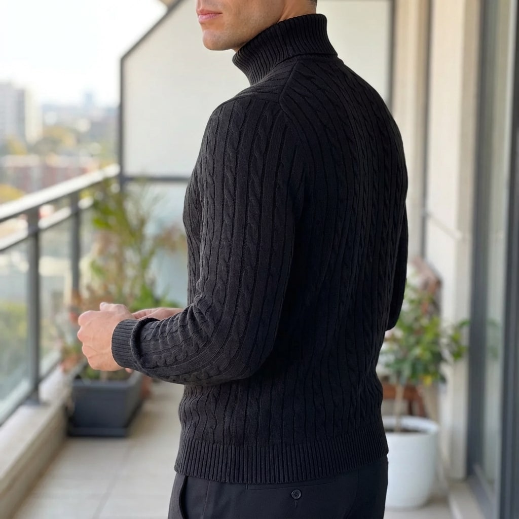 Arthur Men’s Turtleneck Sweater – Cable Knit Jumper