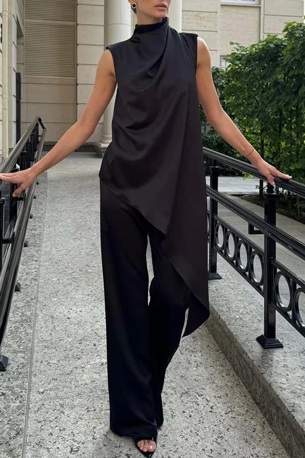 Selena Satin Lounge Set – Fluid Co-ord in Glossy Fabric for Day-to-Night