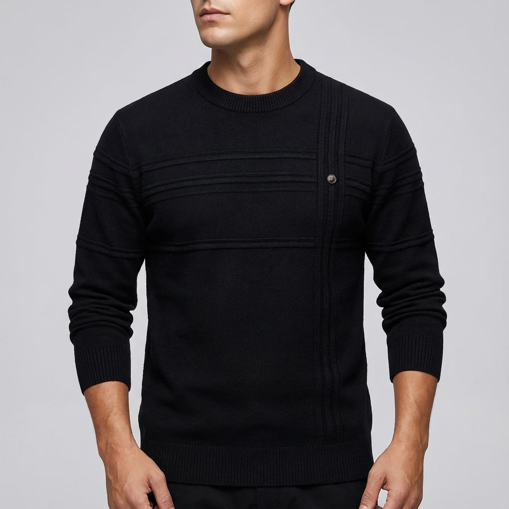 Bradford Men’s Cotton Sweater – Midweight Crew Neck Jumper with Tailored Fit