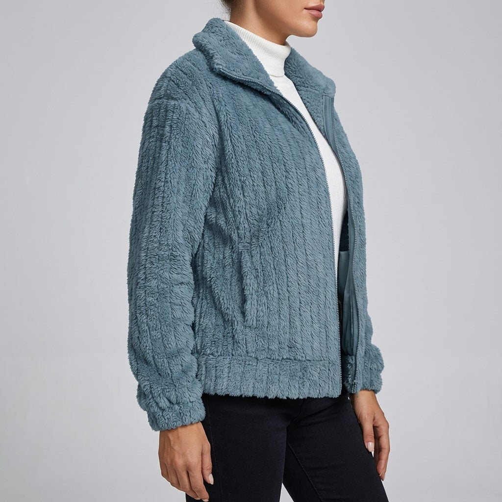 Harlyn Women’s Faux Fur Jacket – Elegant Plush Outerwear for Winter Layering