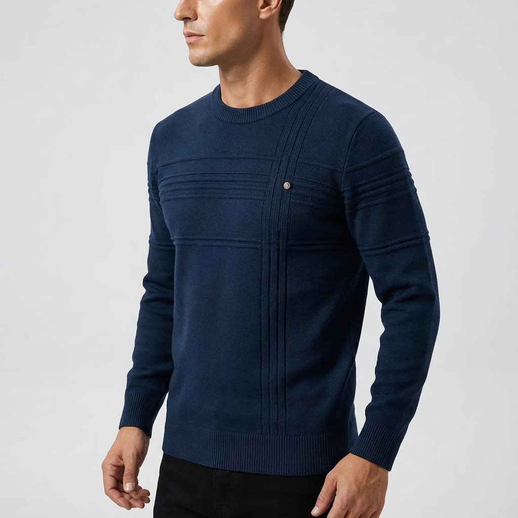 Bradford Men’s Cotton Sweater – Midweight Crew Neck Jumper with Tailored Fit
