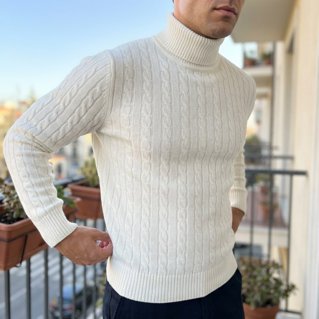 Arthur Men’s Turtleneck Sweater – Cable Knit Jumper