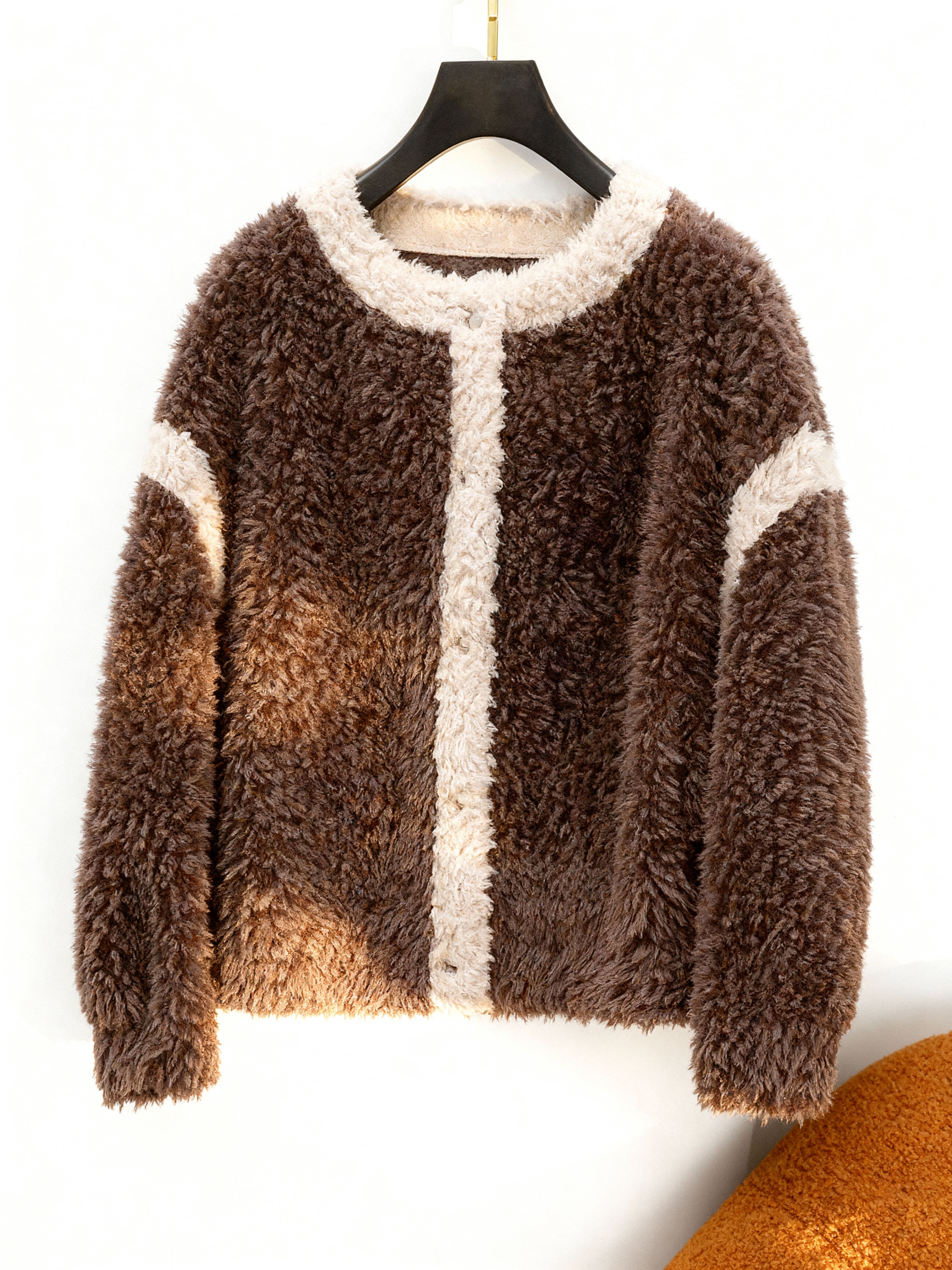 Maribel Women’s Sherpa Jacket – Fuzzy Button-Up with Contrast Trim