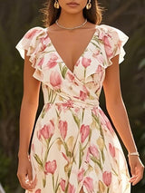 Arlena Floral Mini Dress – Lightweight A-line with Half Sleeves for Casual Summer Styling