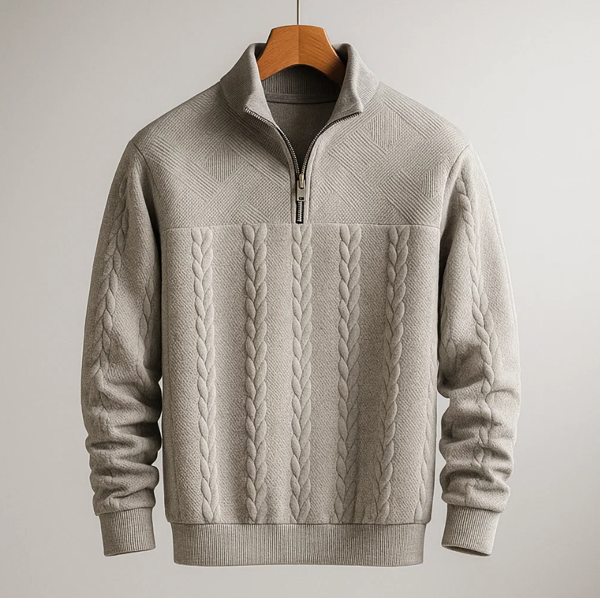 Julian Men’s Cable Knit Half-Zip Sweater – Soft Knit with Timeless Style