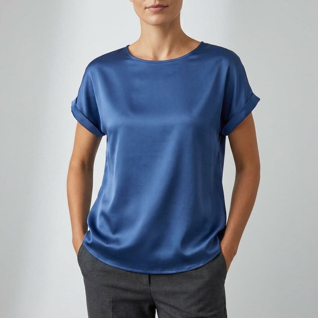 Elara Satin - Elegant V-Neck Blouse