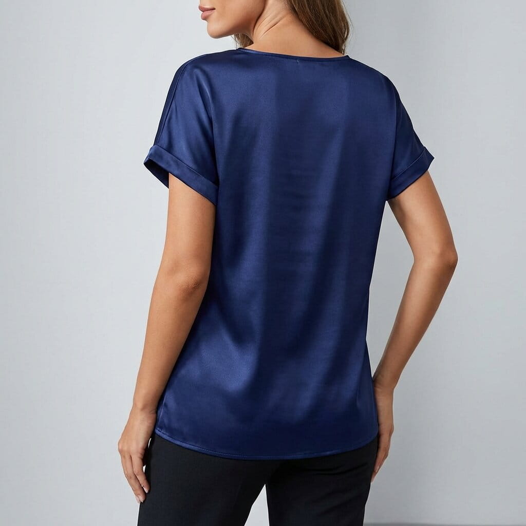 Elara Satin - Elegant V-Neck Blouse