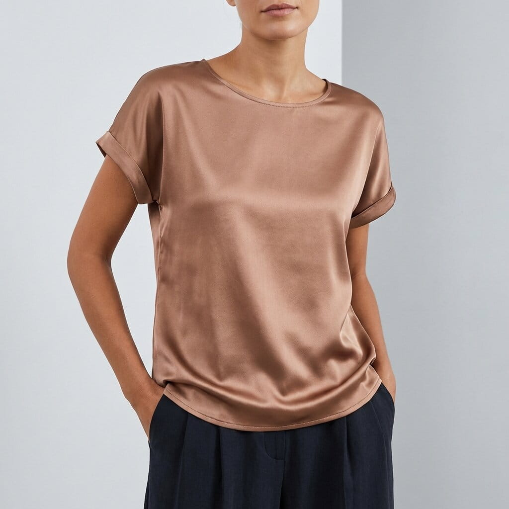 Elara Satin - Elegant V-Neck Blouse