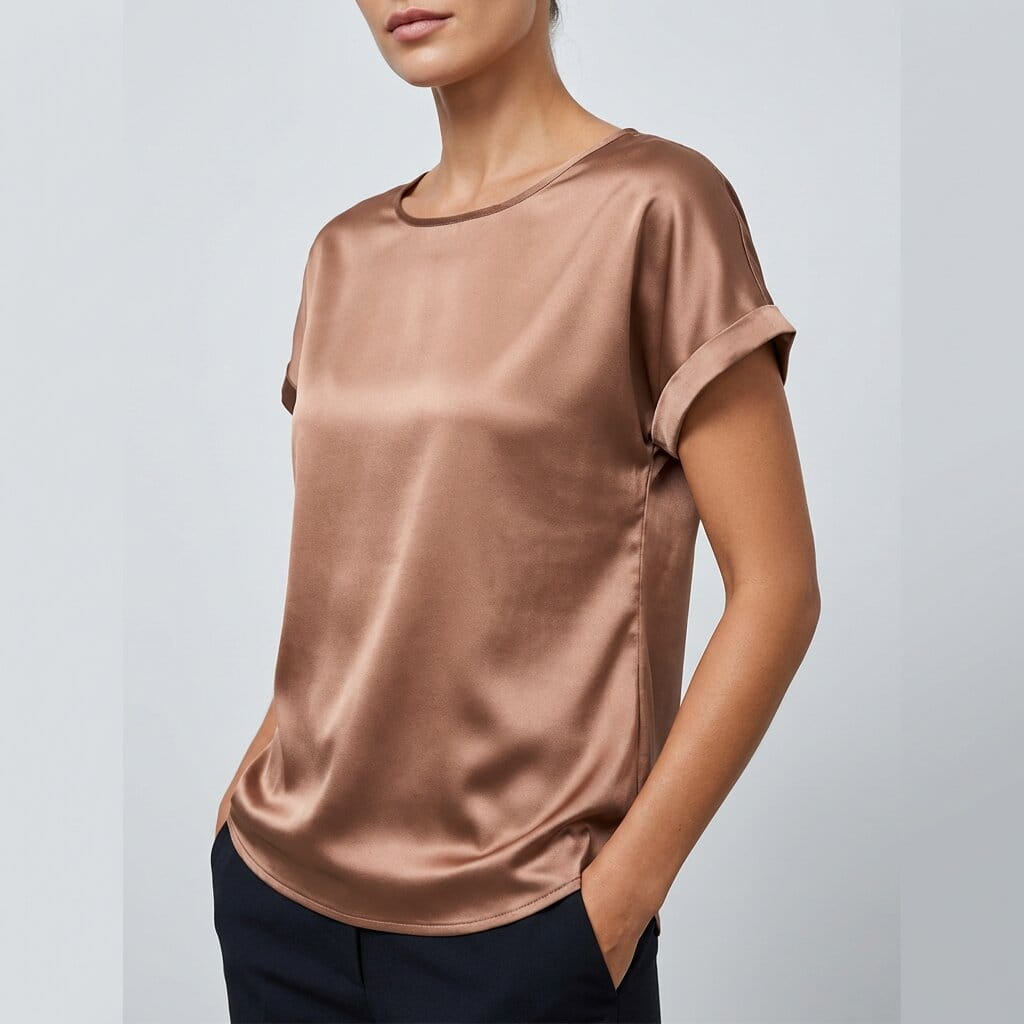 Elara Satin - Elegant V-Neck Blouse