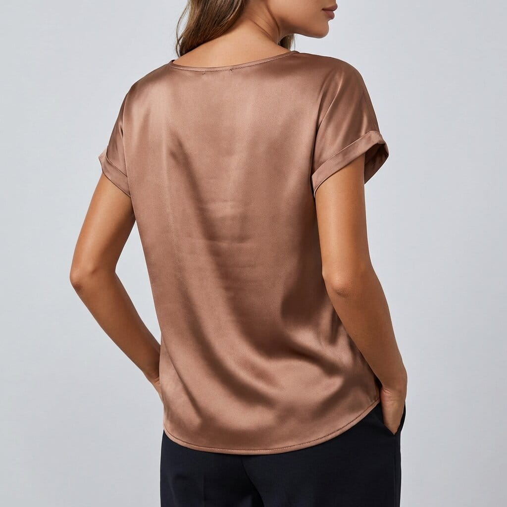 Elara Satin - Elegant V-Neck Blouse