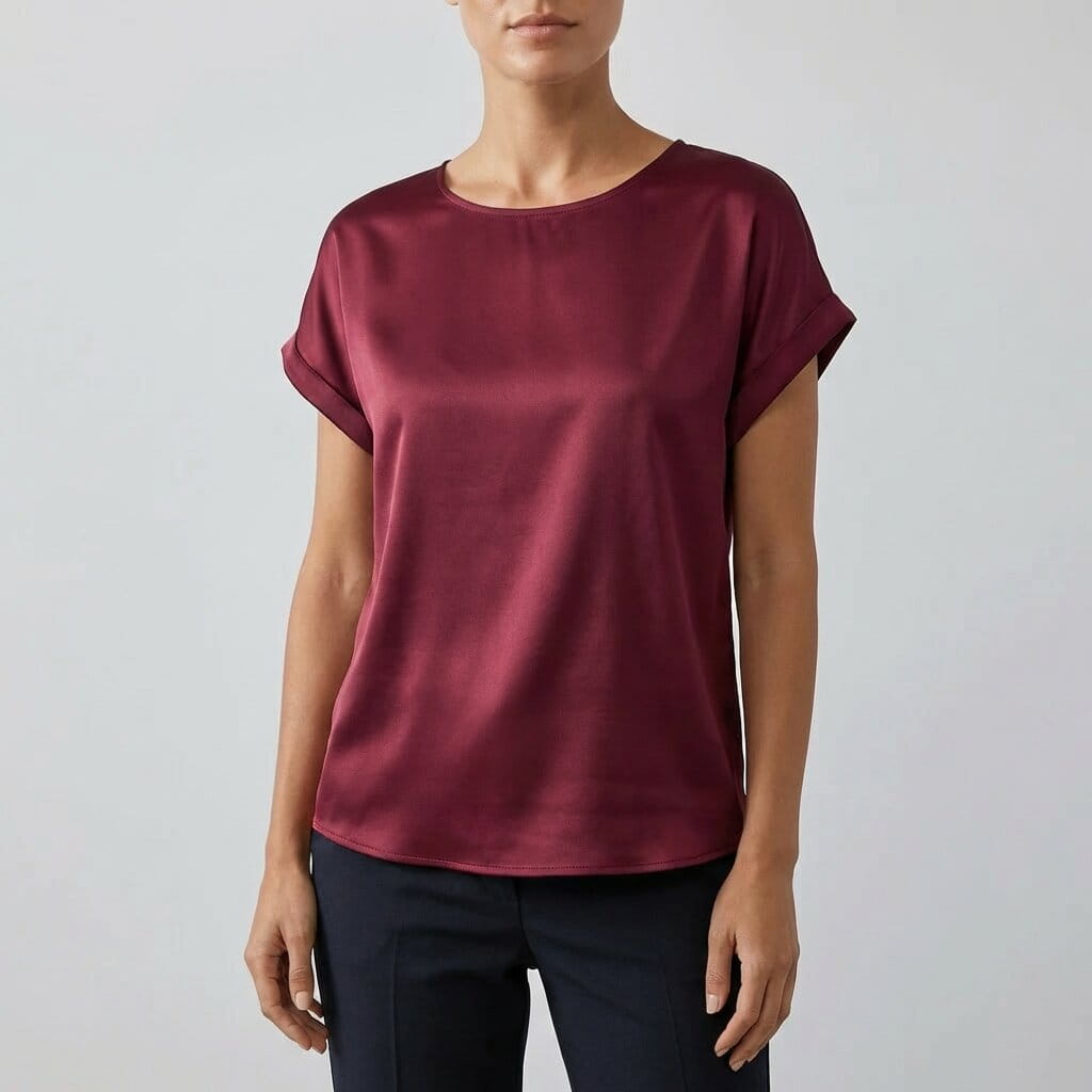 Elara Satin - Elegant V-Neck Blouse