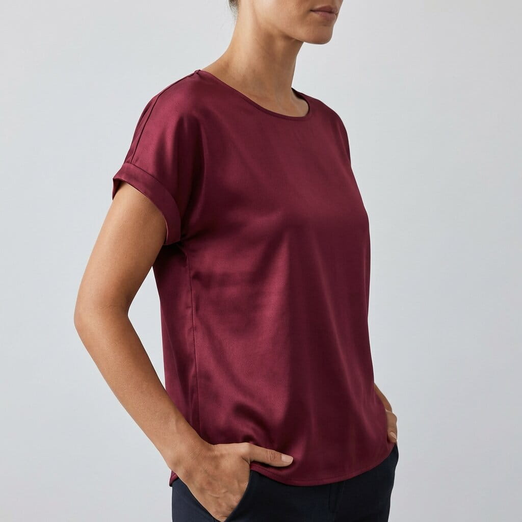 Elara Satin - Elegant V-Neck Blouse