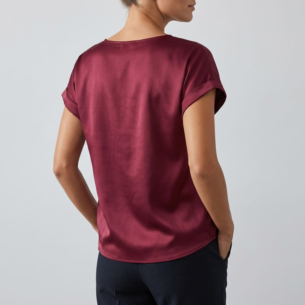 Elara Satin - Elegant V-Neck Blouse