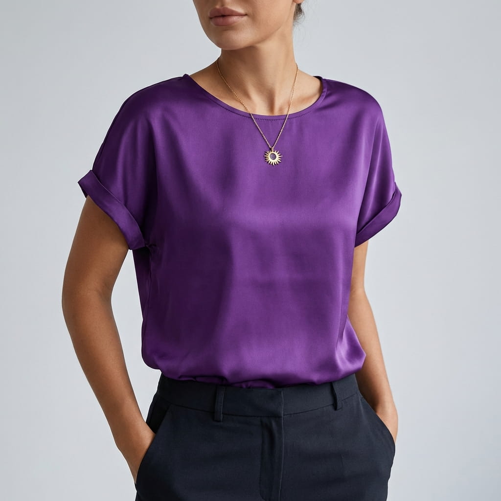 Elara Satin - Elegant V-Neck Blouse