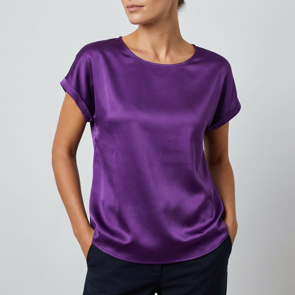Elara Satin - Elegant V-Neck Blouse