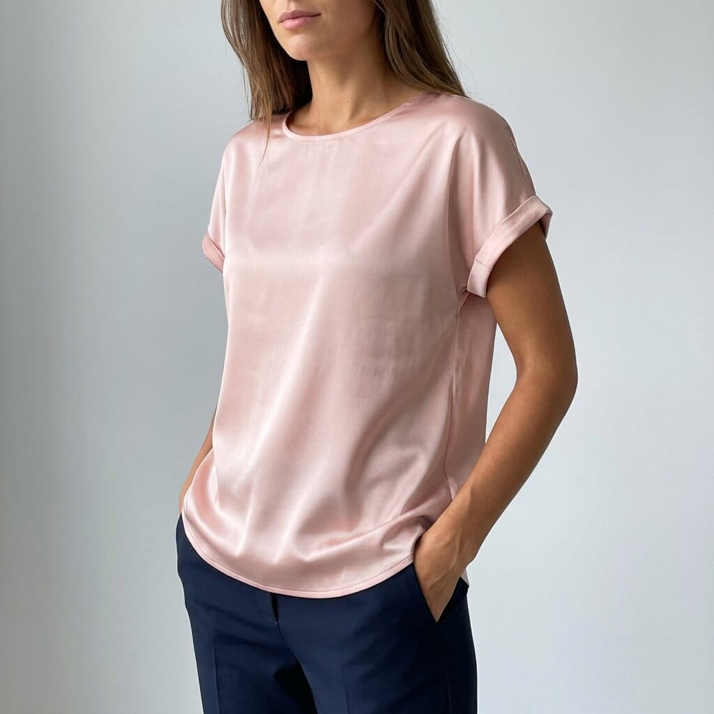 Elara Satin - Elegant V-Neck Blouse