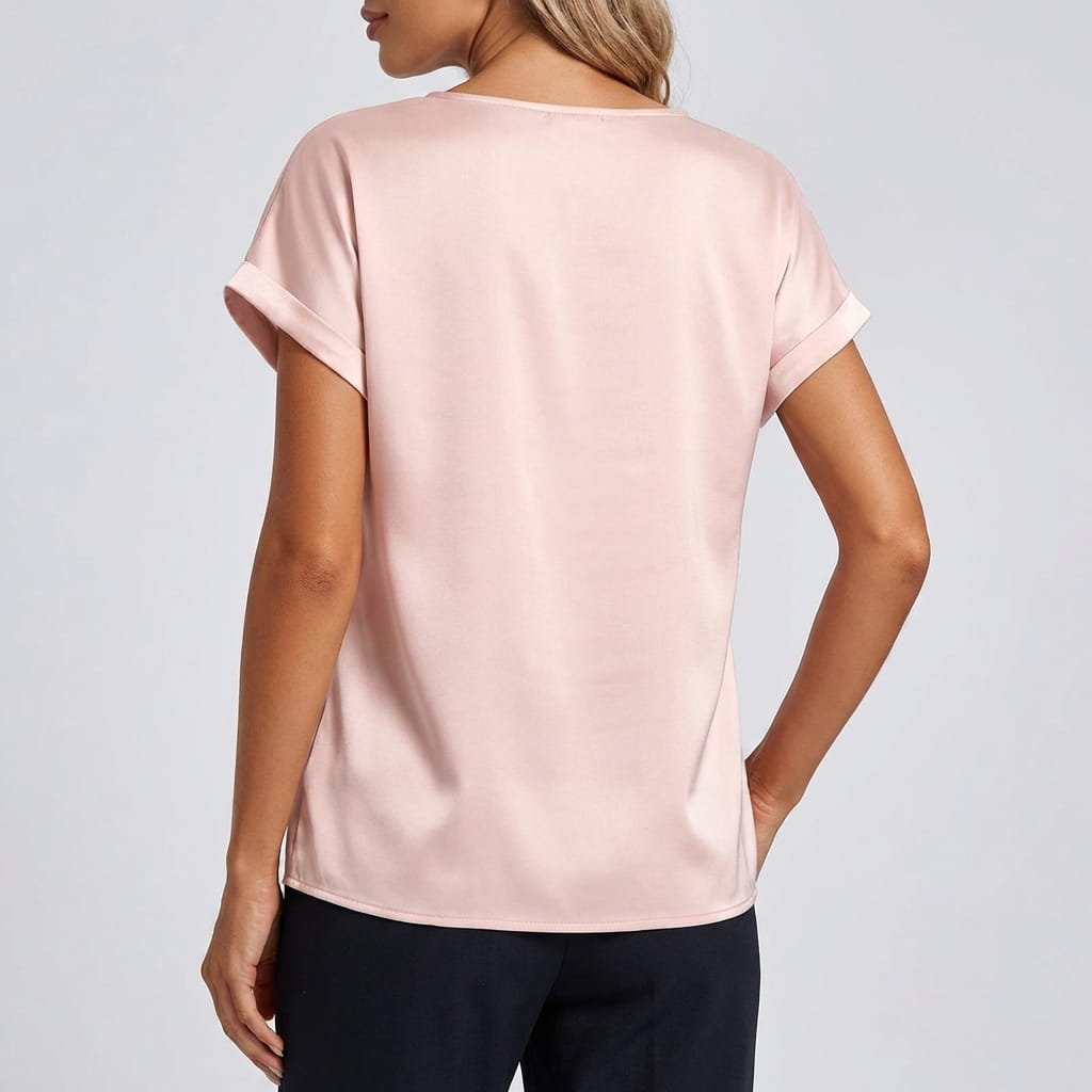 Elara Satin - Elegant V-Neck Blouse