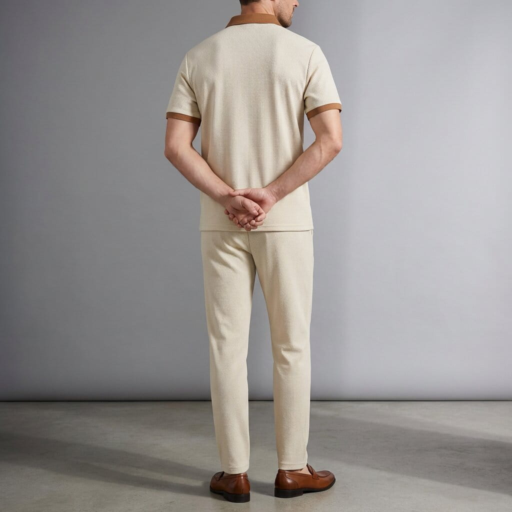 Matteo Men's Cotton Lounge Set – Polo Shirt and Trousers Two Piece Set