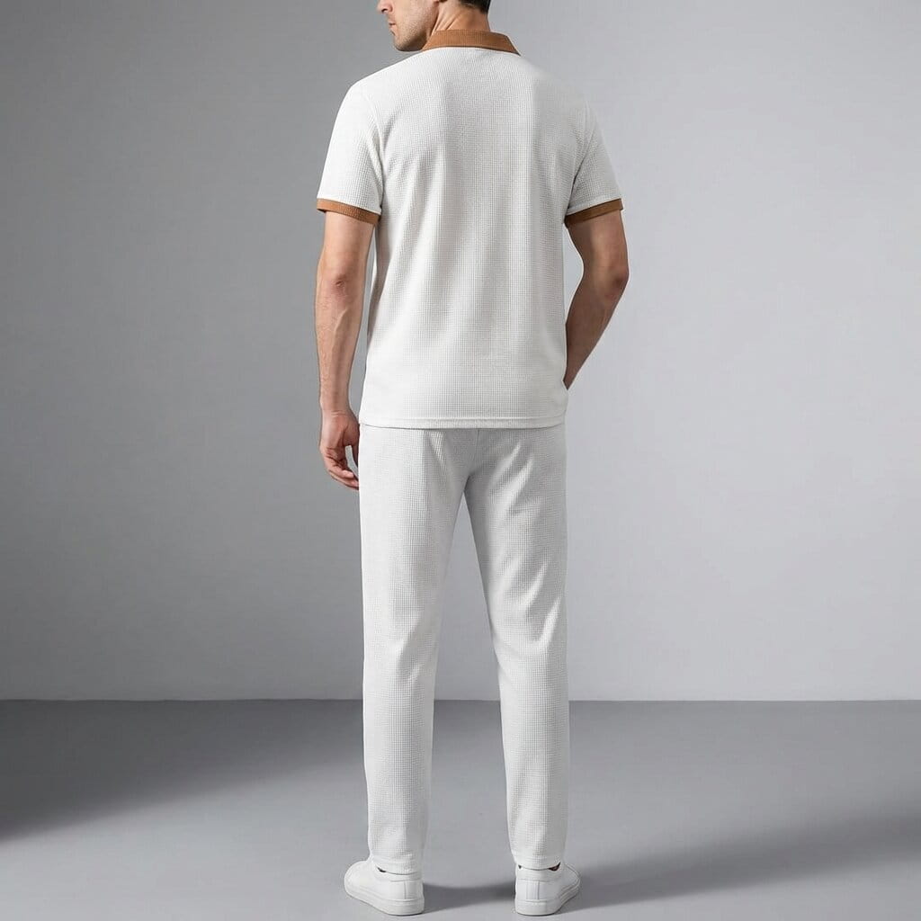 Matteo Men's Cotton Lounge Set – Polo Shirt and Trousers Two Piece Set