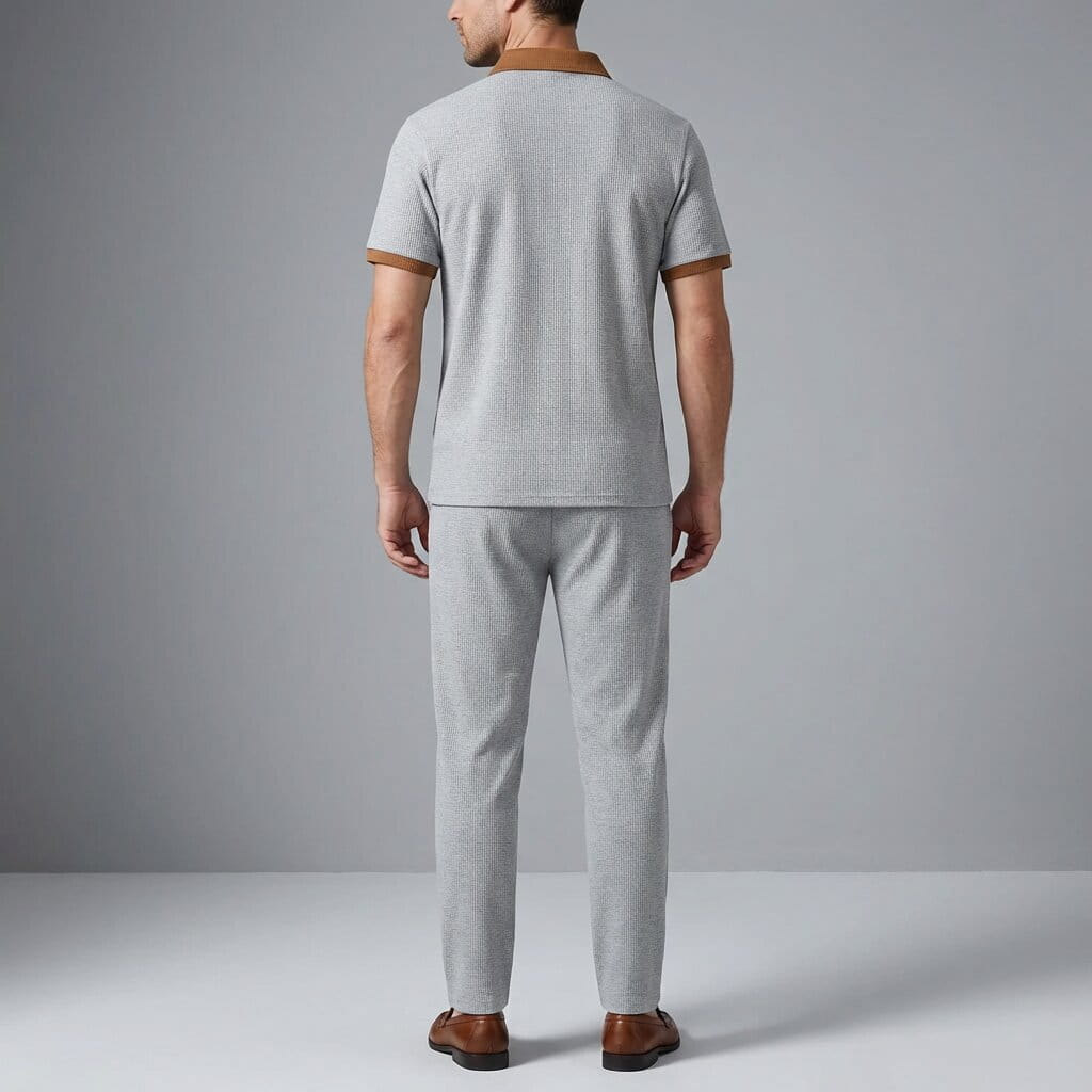 Matteo Men's Cotton Lounge Set – Polo Shirt and Trousers Two Piece Set