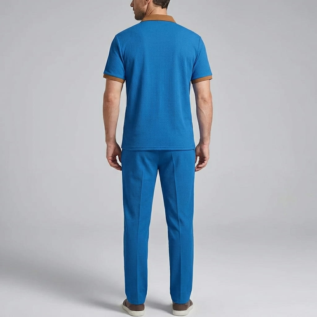 Matteo Men's Cotton Lounge Set – Polo Shirt and Trousers Two Piece Set