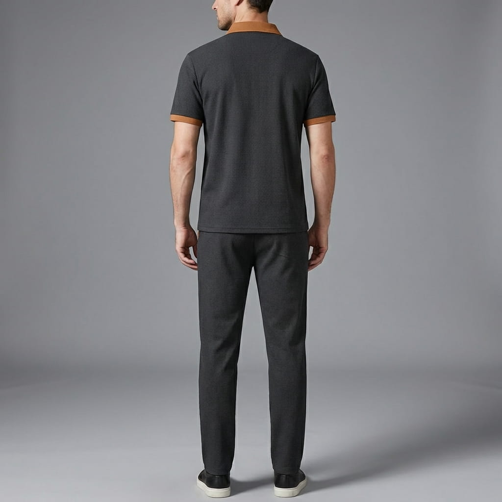 Matteo Men's Cotton Lounge Set – Polo Shirt and Trousers Two Piece Set