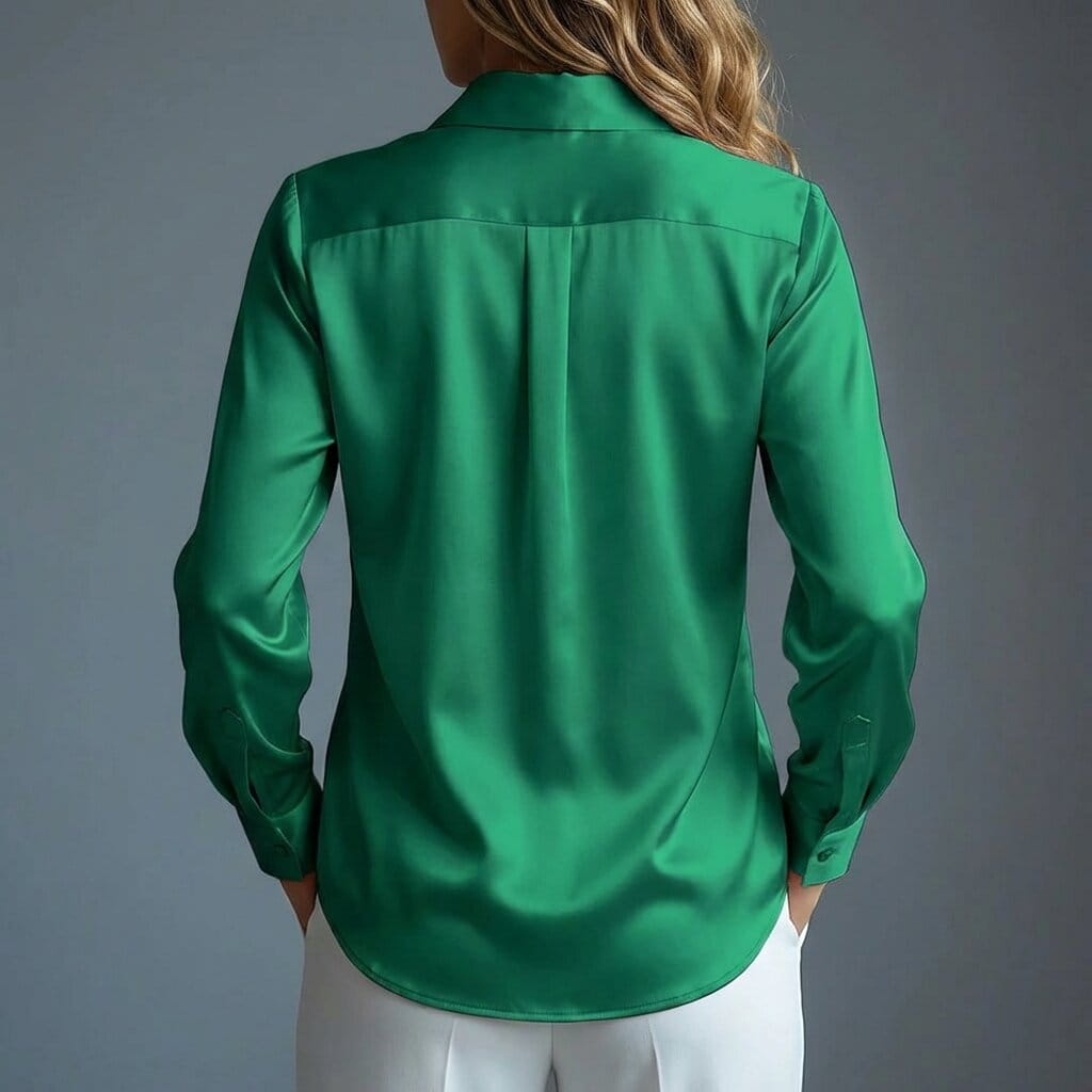 Malika Luxe Satin Silk Button Shirt – Soft Draped Workwear Shirt