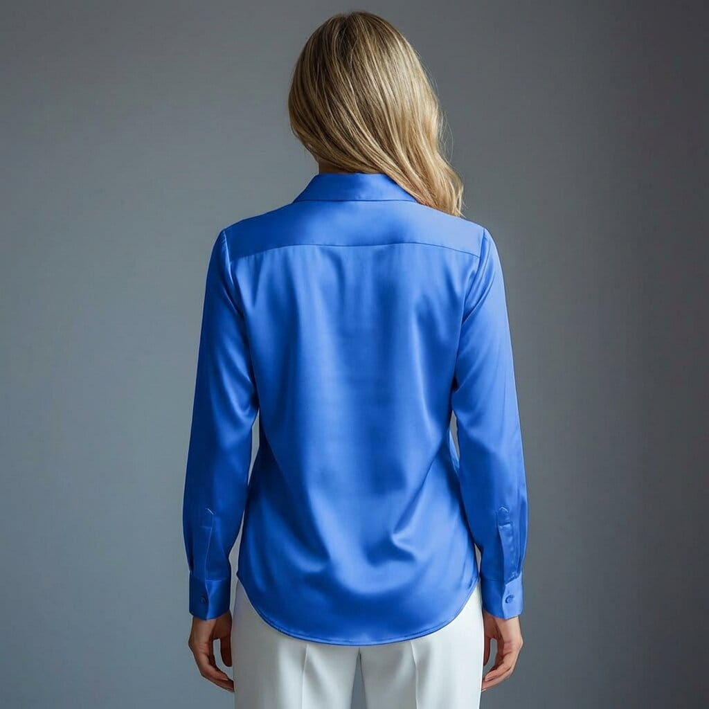 Malika Luxe Satin Silk Button Shirt – Soft Draped Workwear Shirt