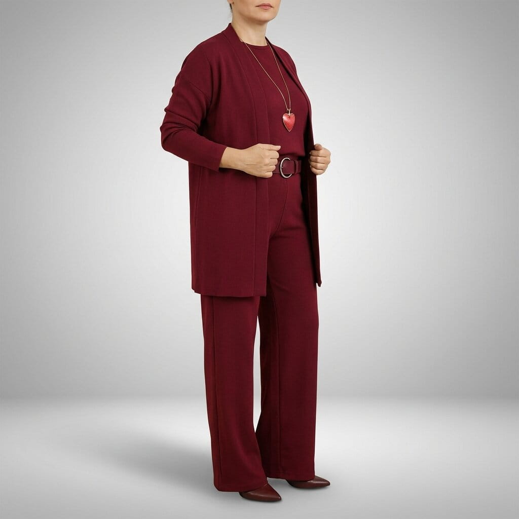 Myrna Soft Knit Three-Piece Set – Cozy Stretch Lounge Ensemble