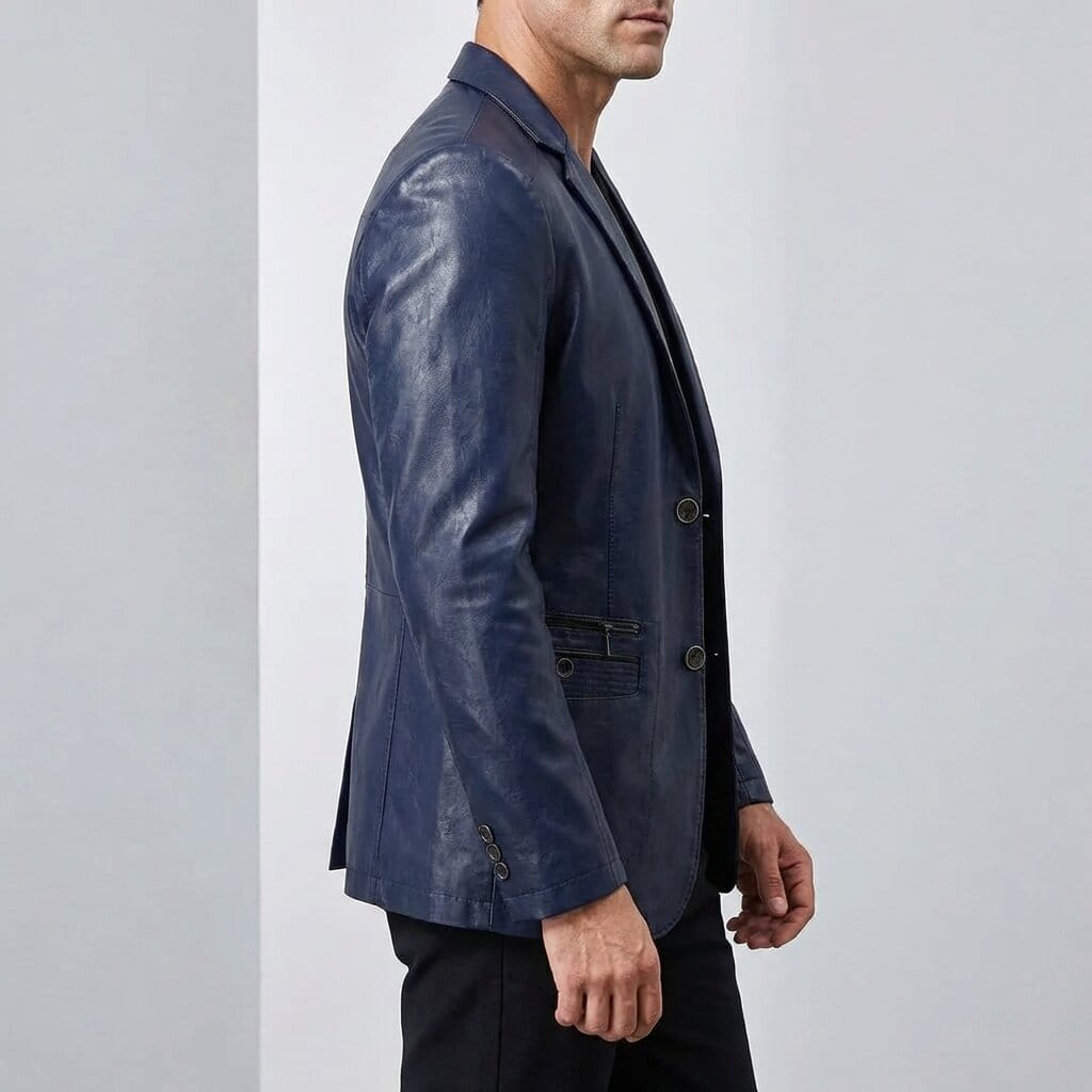 Alessio Genuine Leather Blazer – Premium Soft Structured Casual Jacket