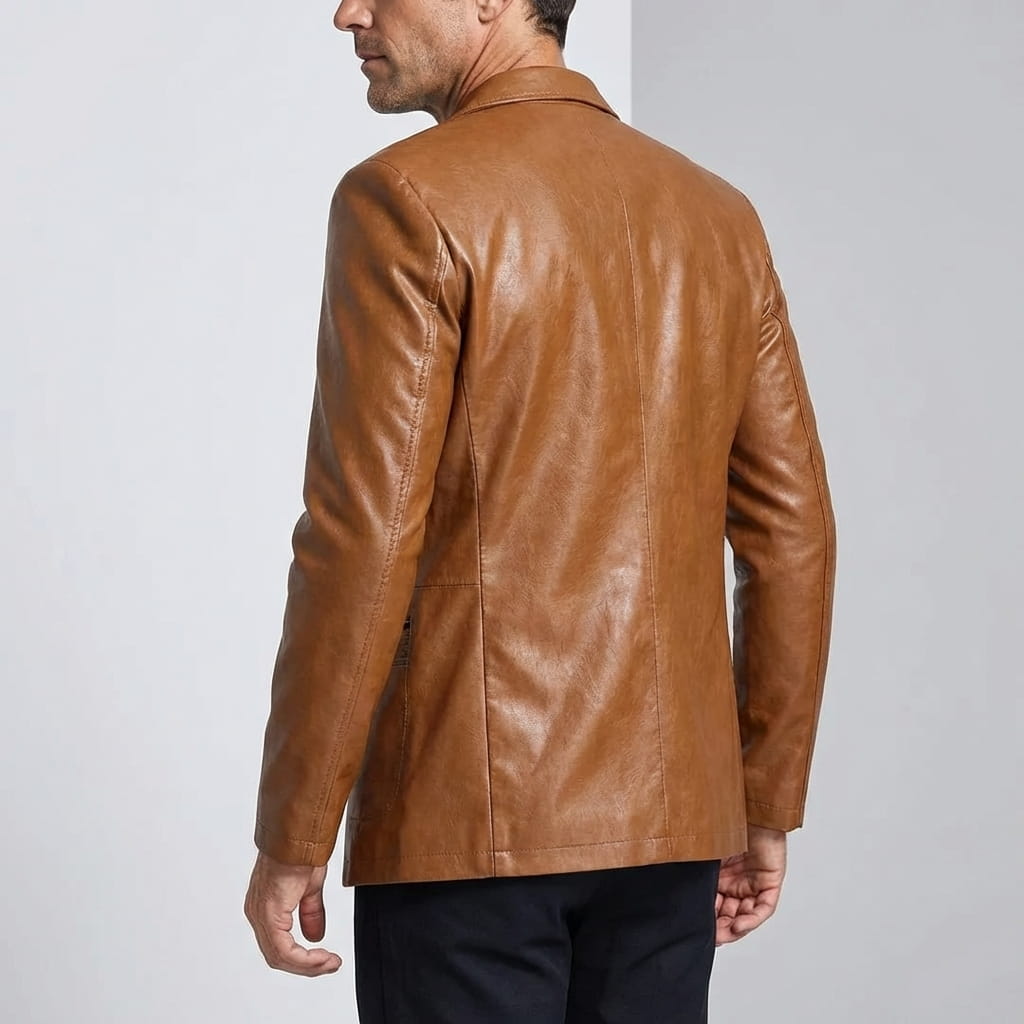 Alessio Genuine Leather Blazer – Premium Soft Structured Casual Jacket