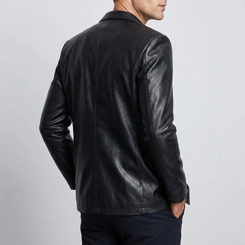 Alessio Genuine Leather Blazer – Premium Soft Structured Casual Jacket