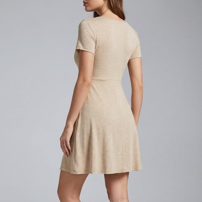 Margarette V-Neck Tie Front Mini Dress – Lightweight Cotton Summer Dress