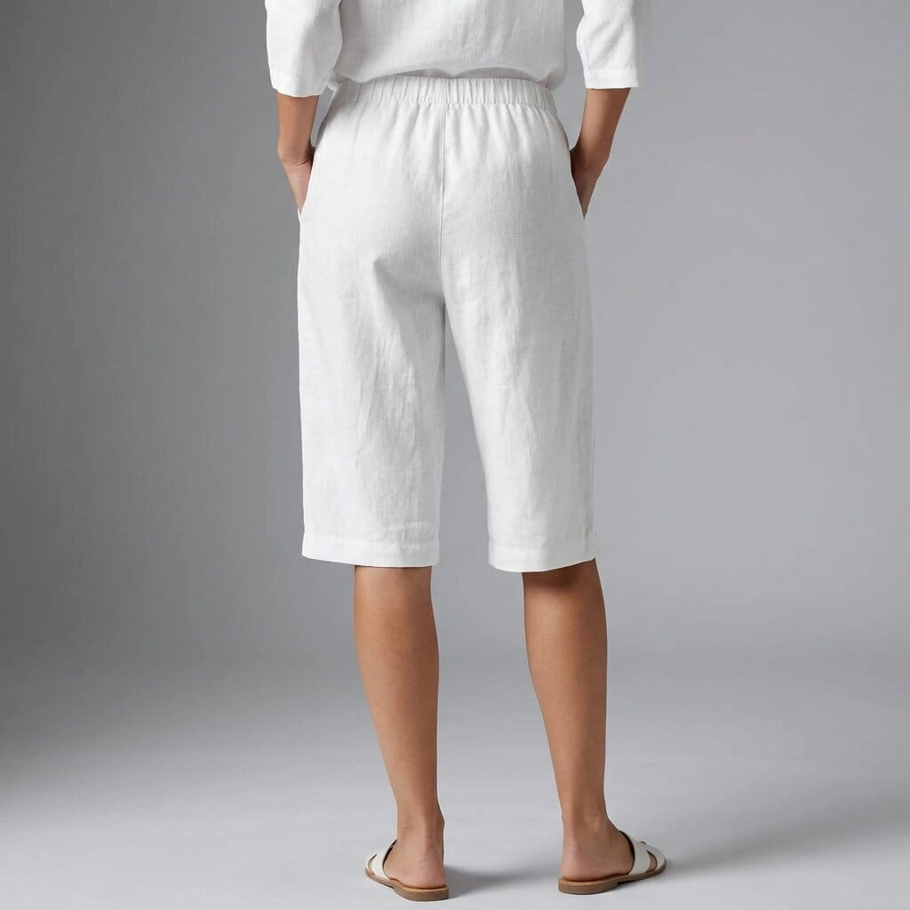 Emerald Linen Knee Shorts – Breathable High Waisted Summer Shorts