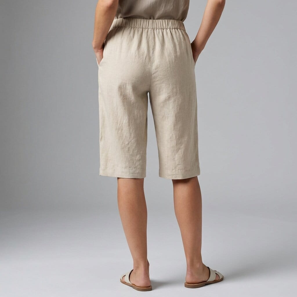 Emerald Linen Knee Shorts – Breathable High Waisted Summer Shorts