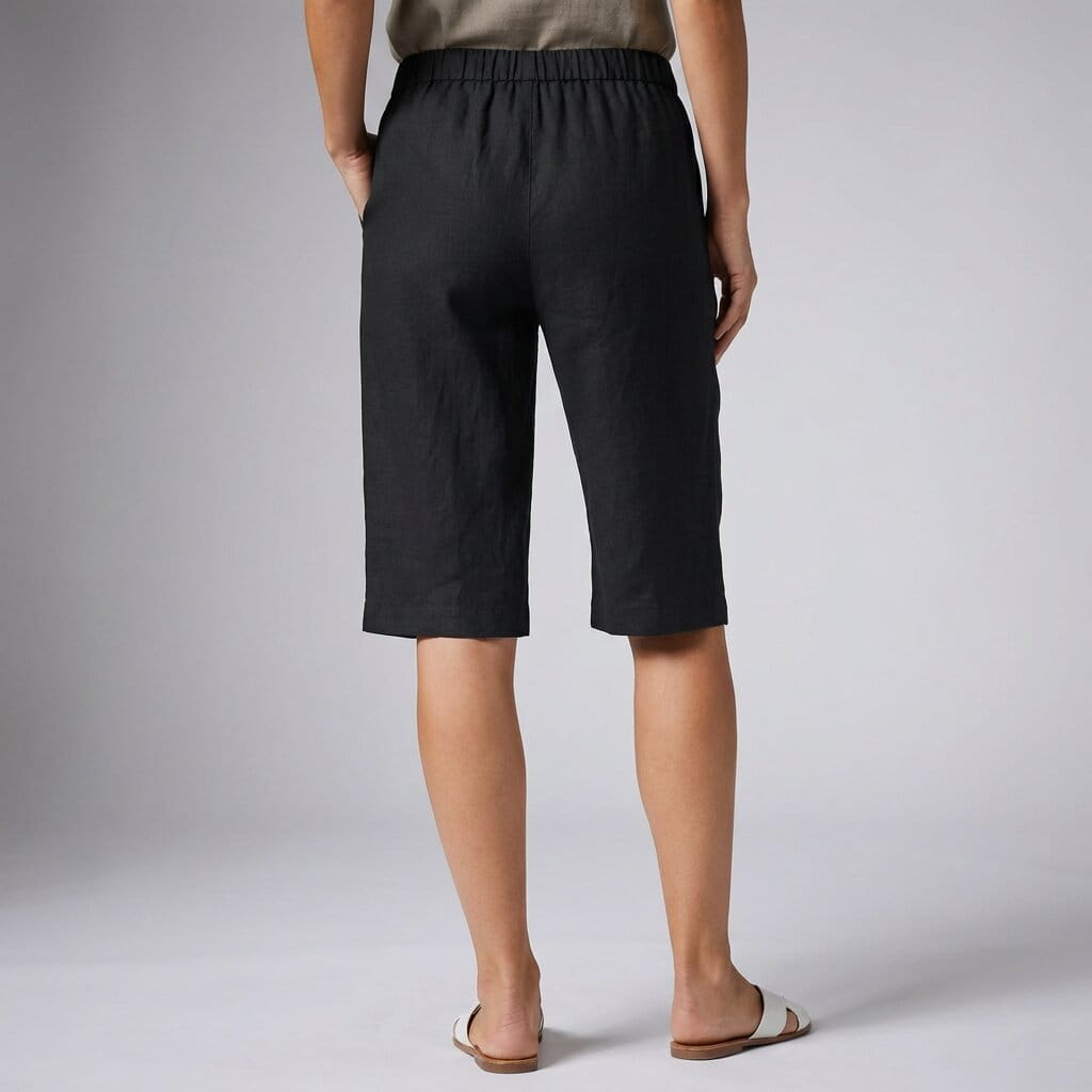 Emerald Linen Knee Shorts – Breathable High Waisted Summer Shorts