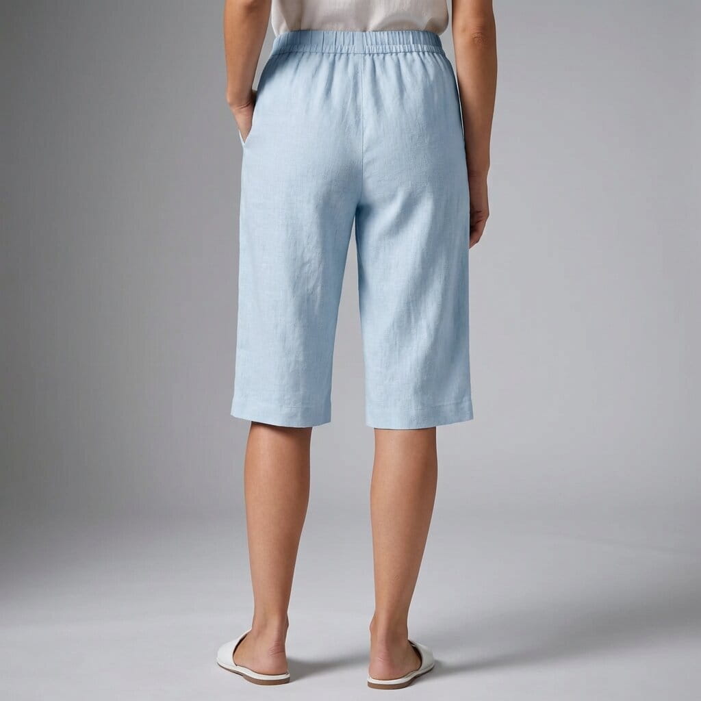 Emerald Linen Knee Shorts – Breathable High Waisted Summer Shorts