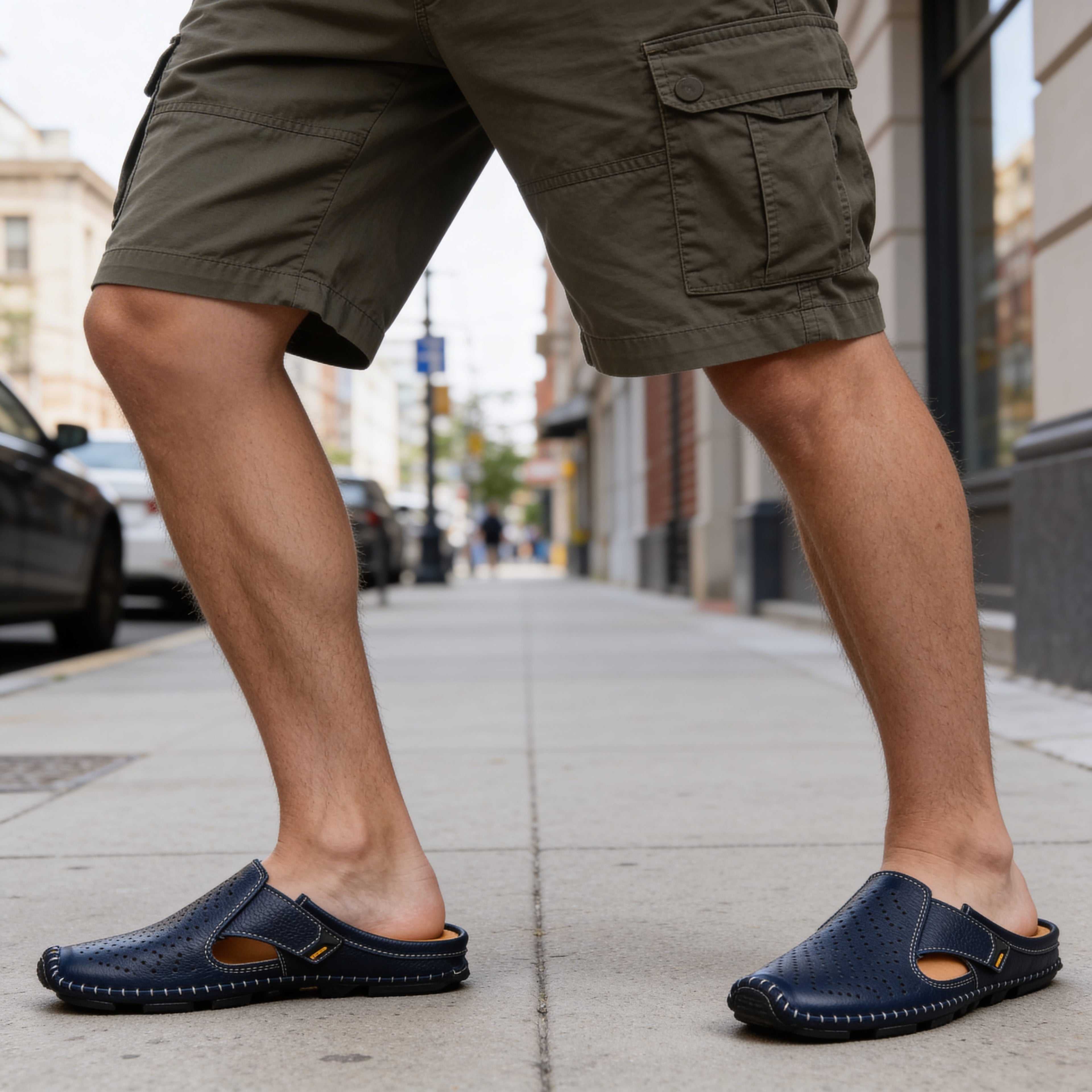 Jolito Italian Leather Half Shoes – Cushioned Breathable Summer Footwear
