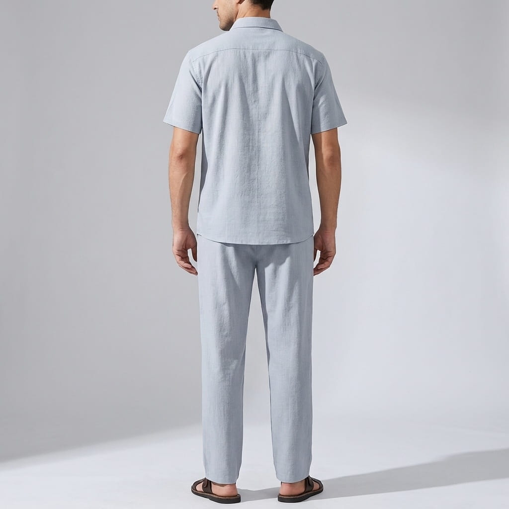 Kaiden Cotton Lightweight Summer Set — Casual Shirt-Pants Loungewear Set