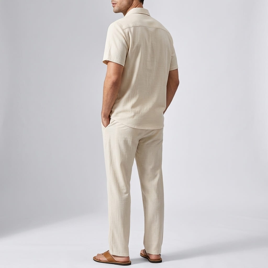 Kaiden Cotton Lightweight Summer Set — Casual Shirt-Pants Loungewear Set