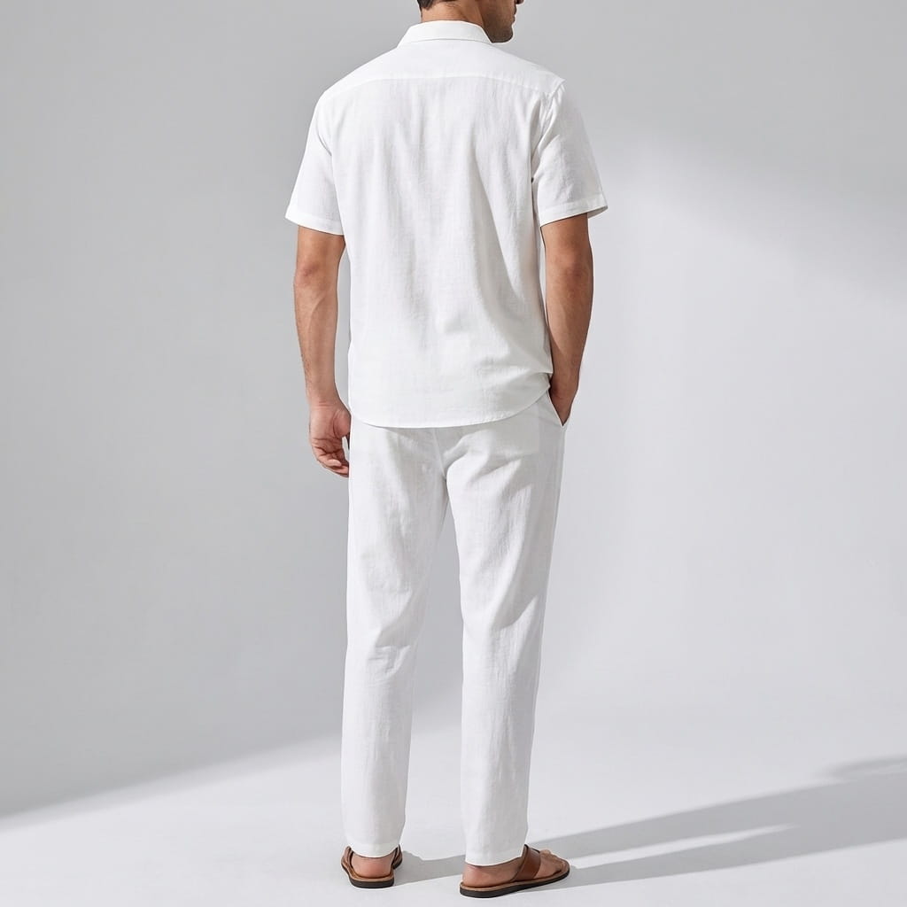 Kaiden Cotton Lightweight Summer Set — Casual Shirt-Pants Loungewear Set