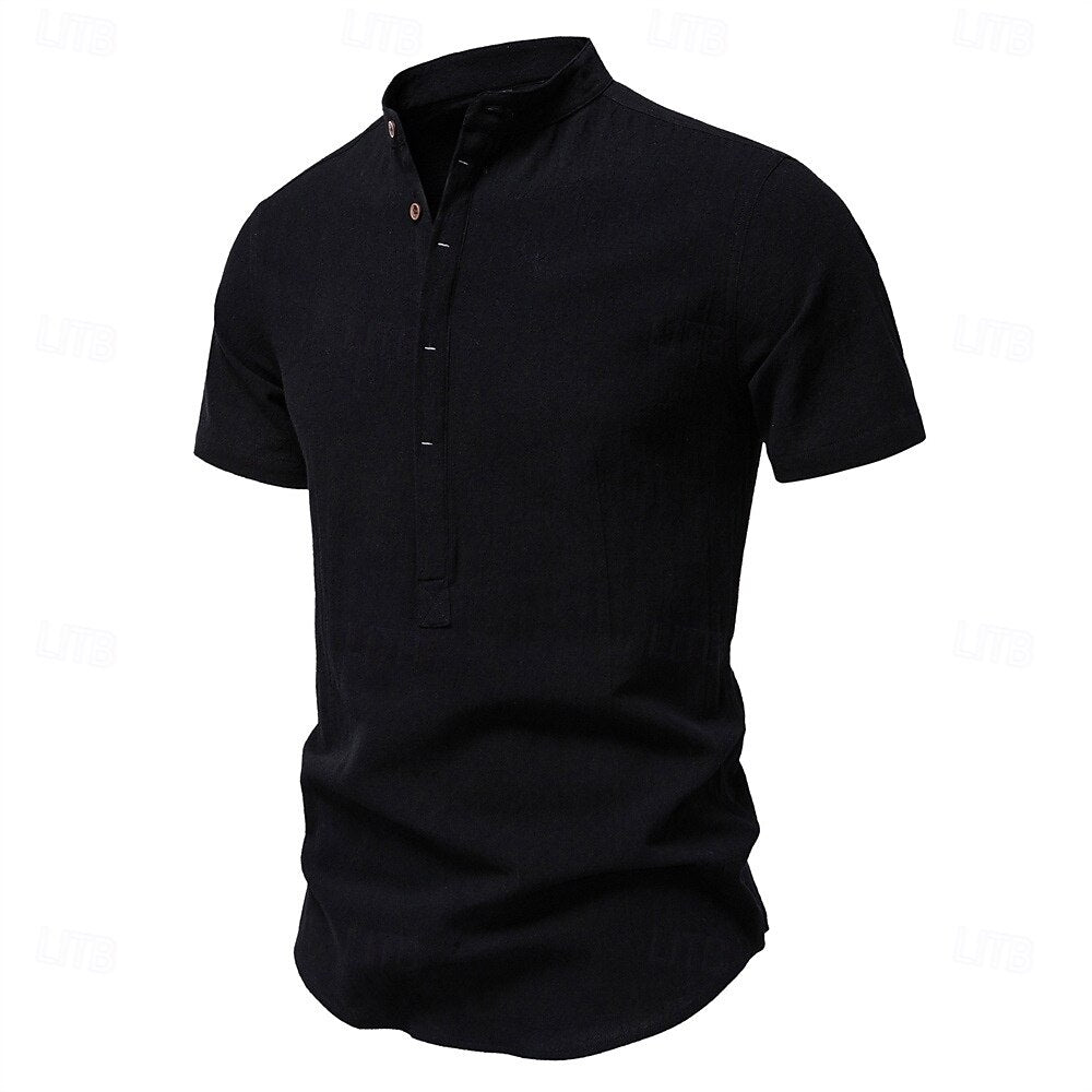 Jasper Cotton Band Collar Shirt