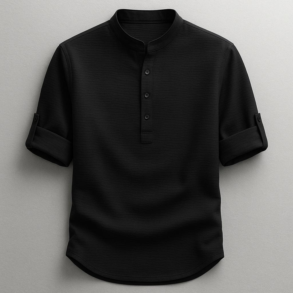 Callen Textured Cotton Henley Shirt – Relaxed Fit Casual Shirt
