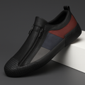 Jenson Men’s Leather Sneakers – Colorblock Dual-Zip Comfort Design