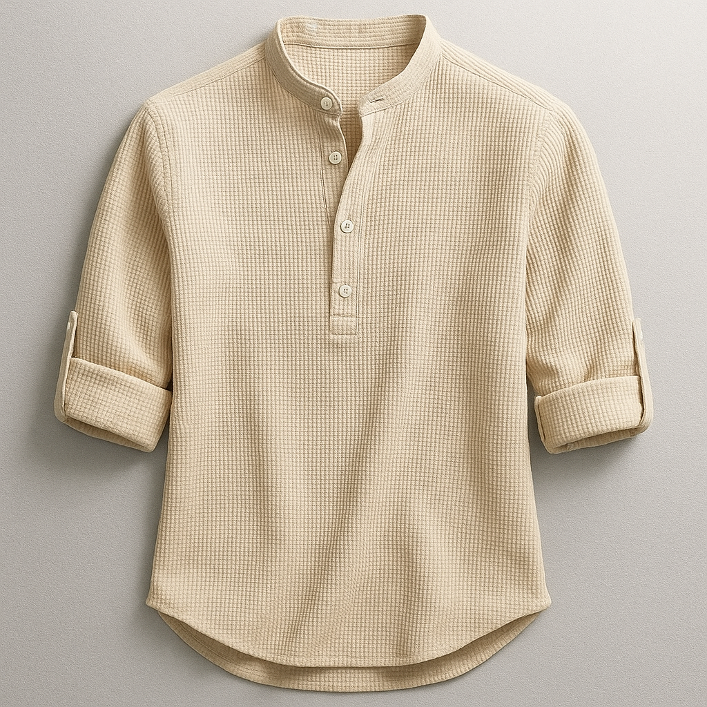 Callen Textured Cotton Henley Shirt – Relaxed Fit Casual Shirt